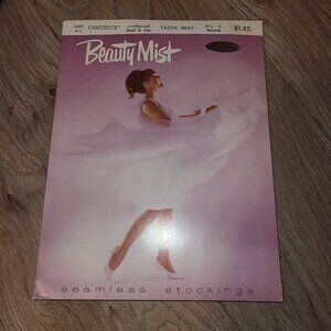 1960's VTG NEW Beauty Mist Garter Stockings New SZ 8.5-9 Taupe Mist Cantrece